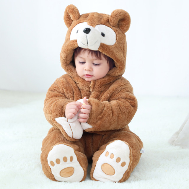 Baby clothes winter male and female baby jumpsuit spring and autumn suit cute animal crawling clothes winter clothes going out hugging clothes