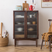 Nordic style dining side cabinet Solid wood simple modern living room wall tea cabinet Japanese multi-functional household dining room