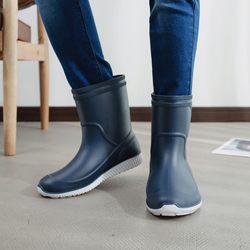 Rain boots men's rubber shoes mid-tube non-slip waterproof rain boots water shoes overshoes fishing shoes car wash work shoes men's rubber shoes