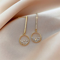 S925 Silver Needle Fashion Brief Hollowed-out Water Drill Earrings Long Style Retro Port Wind Ear Pendant 2020 New Tide Ear Accessories