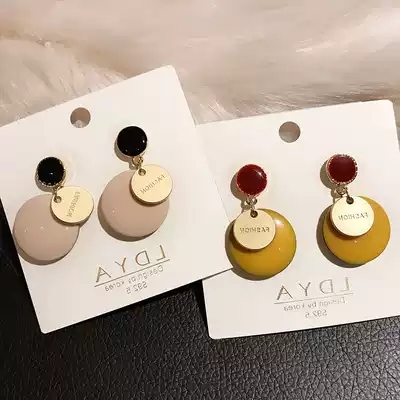 Silver needle Korean Dongdaemun geometric round earrings high-end sense net red wild earrings French personality temperament earrings