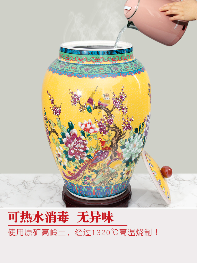 Jingdezhen ceramic barrel 20 jins 30 jins of 50 kg pack ricer box storage box with cover household moistureproof insect - resistant meter as cans