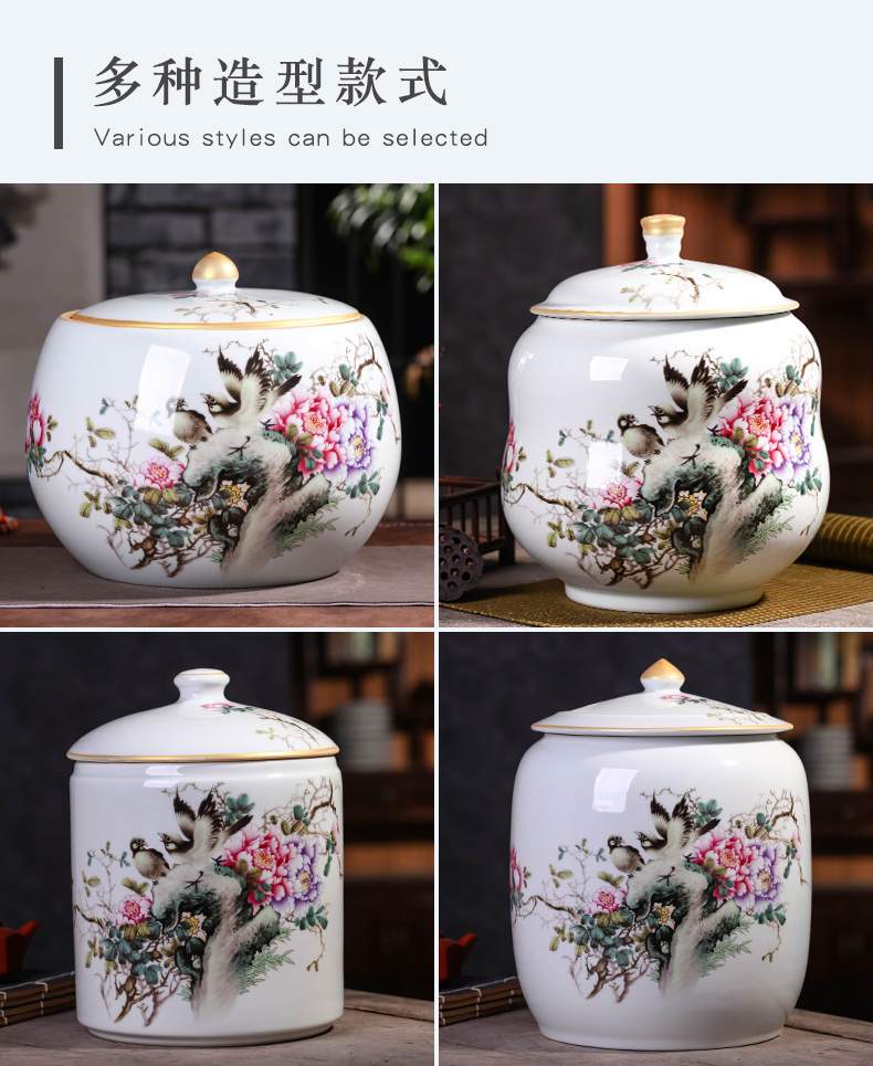 Jingdezhen ceramic seal pot pu 'er tea cake large receives the eighth cake gift porcelain tea pot