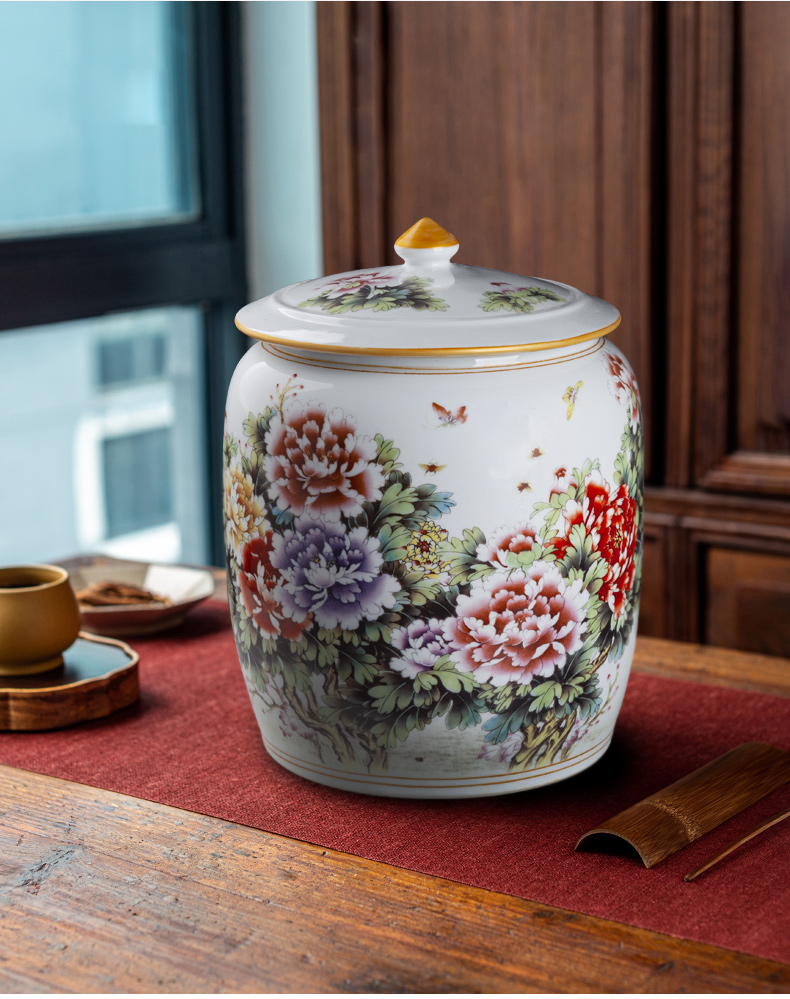 Jingdezhen ceramic purple sand seal pot pu 'er tea cake large seven loaves receives the gift porcelain tea pot