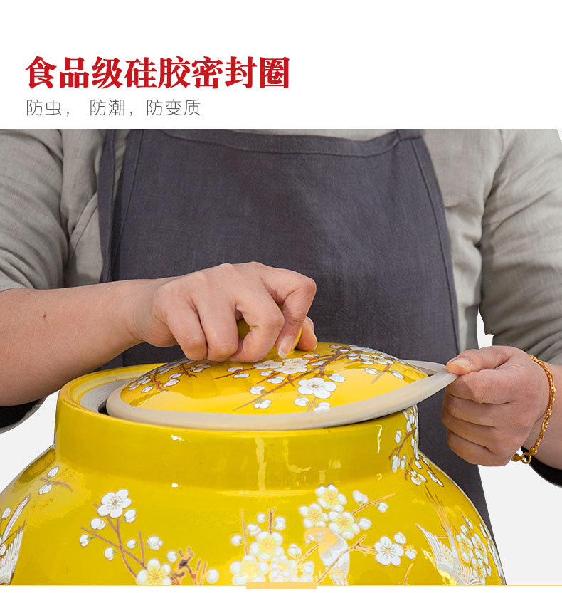 Jingdezhen ceramic barrel ricer box 20 jins 30 jins of 50 pounds to take rice storage box cover household moistureproof insect - resistant rice pot