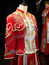 Donna Bride Show and Heavy Industry 2022 New Chinese Wedding Dress Wedding Gown Dragon Pineapples Feng Guan Xia Cape