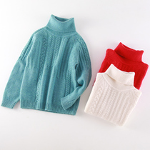 Girls Solid Color Turtleneck Sweater Boys Cashmere Knitted base shirt Baby Thick Children Cashmere Sweater New Winter