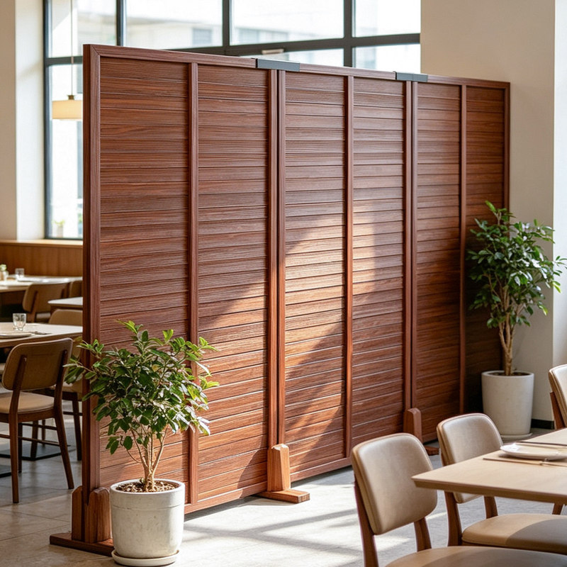 Outdoor Courtyard Partition Fence, Office Partition Screen, Indoor Decorative Wooden Fence, Terrace Privacy Screen Wall