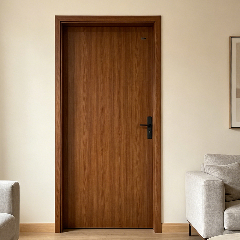 All-Aluminum Interior Door with Wood Grain, Moisture-Proof, Moth-Proof, Formaldehyde-Free Aluminum Alloy Bedroom Door, Household Room Door, Swing Door