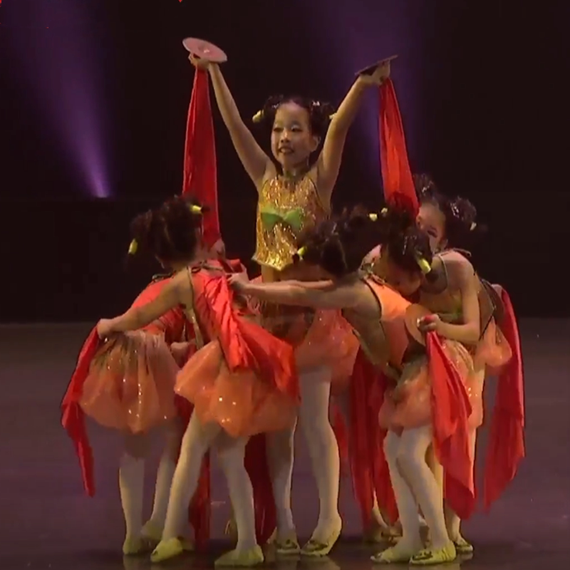 XI Xiaoho Feng Chick Dancing Girl Dance Flowers cymbals to serve children's festive shoots song Gyeong New Year's Day girl's performance suit