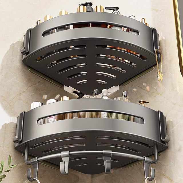 German Precision Bathroom Shelf, Triangular Bathroom No-Drill Wall-Mounted Corner Storage Rack, Washbasin Shelf