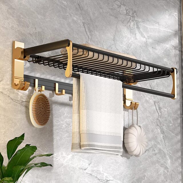 German Precision Space Aluminum Bathroom Shelf Towel Rack Light Luxury Style Toilet Washroom Bath Towel Rack