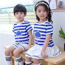 2020 New Kindergarten Garden Uniform Summer Clothing Pure Cotton Suit Summer School Uniforms Elementary School Kids Class Clothes Children Sports Clothing