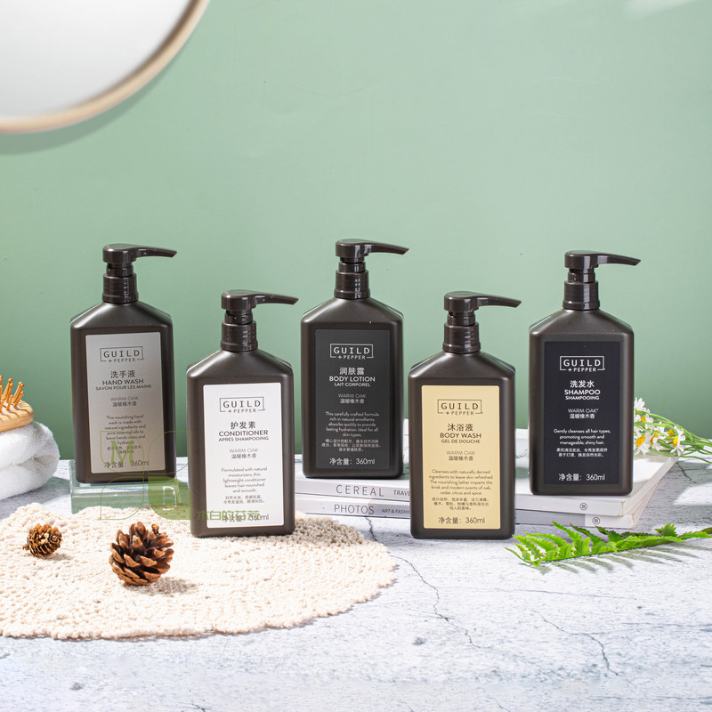 Hilton Guild Goodper Warm Oak Scent Shampoo, Shower Gel, Conditioner, and Body Lotion
