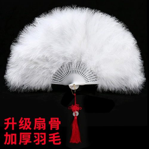 Вентилятор с утолщенным пером Cheongsam Catwalk Stage Performance Fan Dance Fan Древний стиль Dance Fan Furing Fant Prop Plush