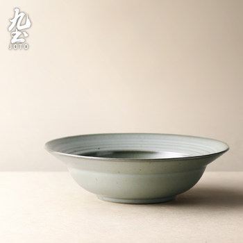 九土日式复古陶瓷餐盘子草帽碗粗陶汤盘圆盘意面盘子家用餐具套装