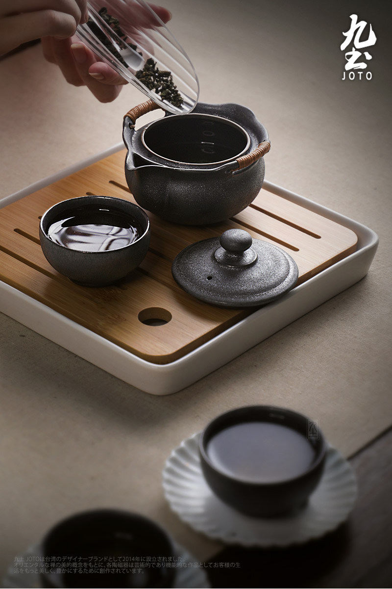 Japanese hand grasp nine soil pot teapot checking ceramic POTS sample tea cup cup a pot of four cups of kung fu tea set tea taking