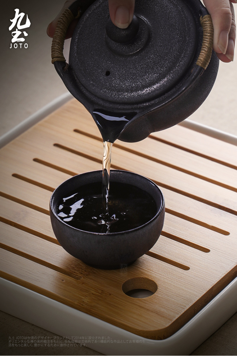 Japanese hand grasp nine soil pot teapot checking ceramic POTS sample tea cup cup a pot of four cups of kung fu tea set tea taking
