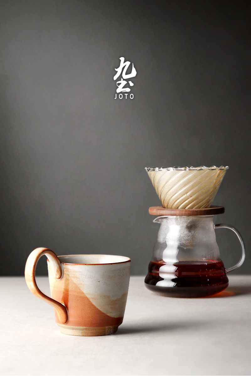 About Nine soil manual coarse ceramic coffee cup move with handles keller afternoon coffee cup Japanese contracted cup