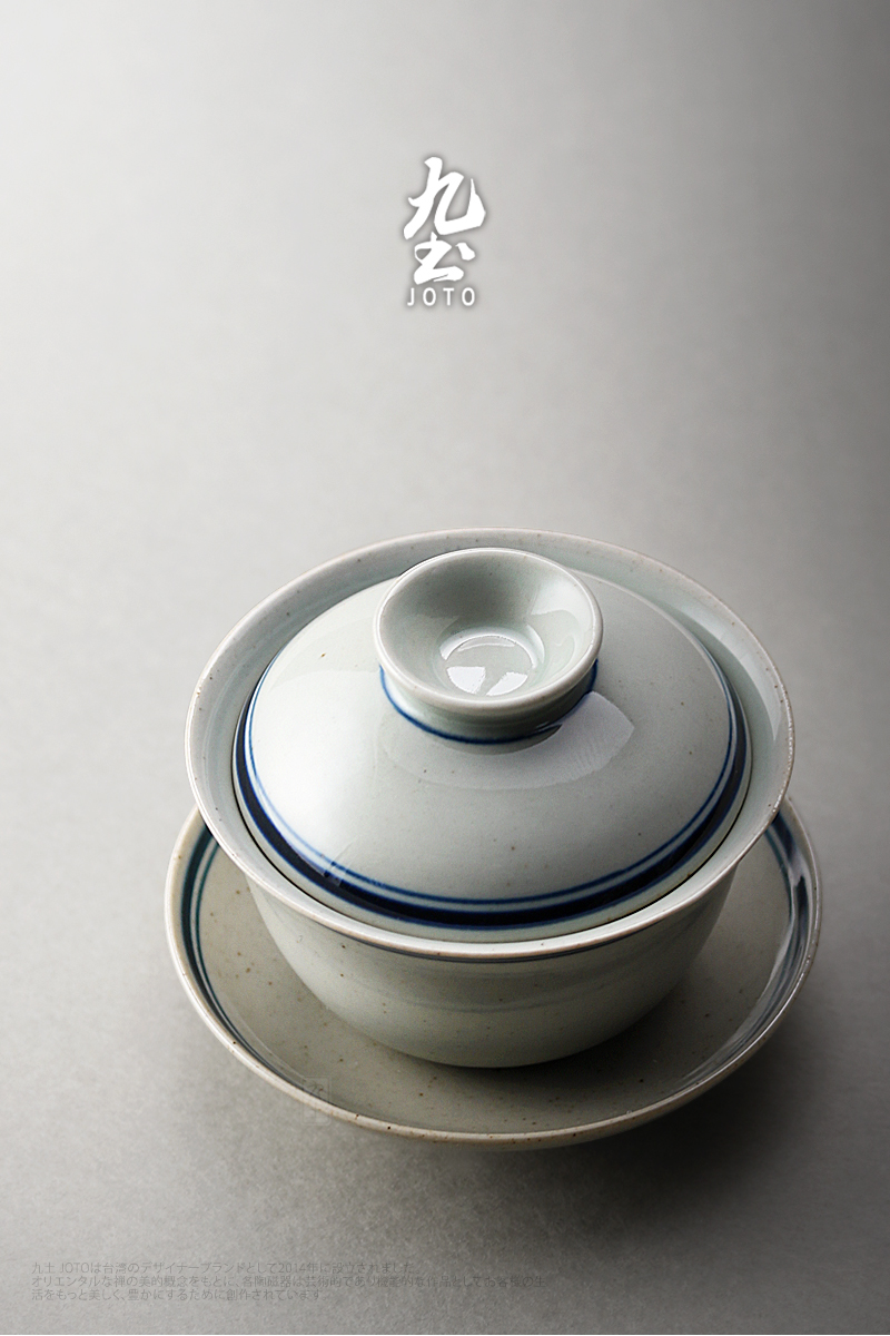 About Nine soil tureen large cover cup hand - made restoring ancient ways only three tureen jingdezhen blue and white porcelain antique tea tea bowl of tea set