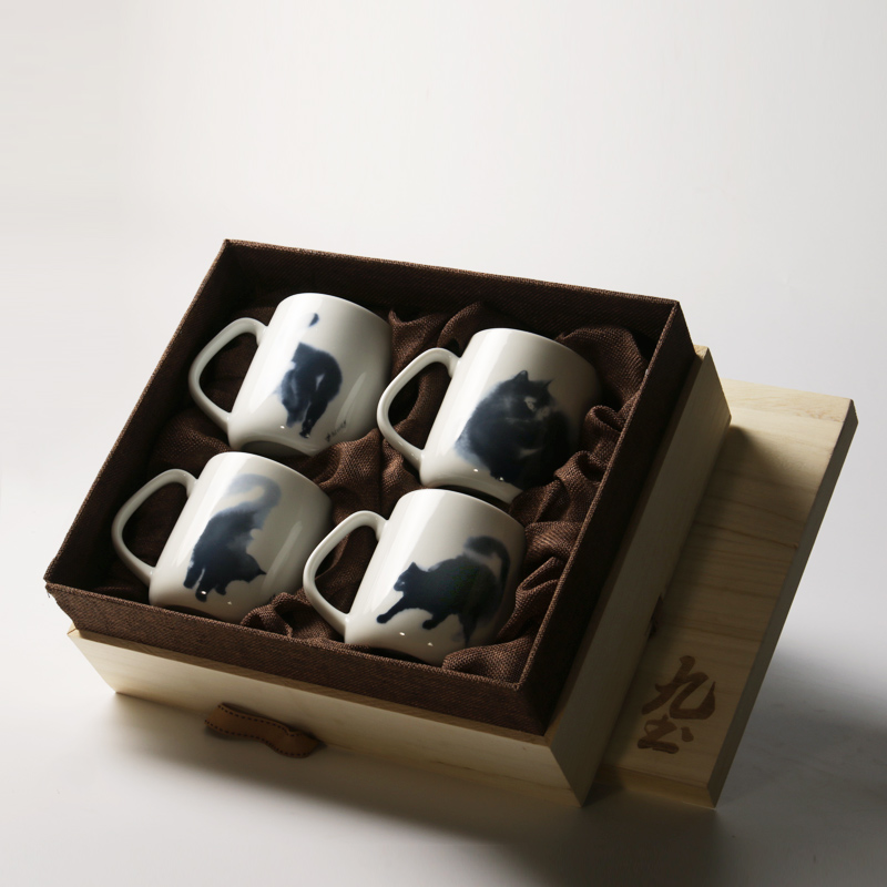 About Nine soil suits for cat ceramic mugs painter American - style coffee cup white porcelain ceramic cup with thick glass cups