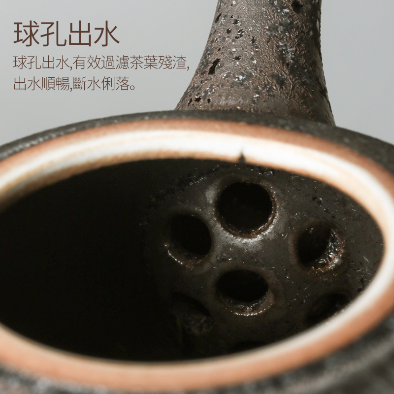 About Nine manual small lateral soil pot kung fu pot teapot gold handle ceramic pot of pu - erh tea zen wind restoring ancient ways of tea cups