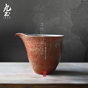 Soil in nine Japanese checking tea tea machine of Chinese style ceramic black pottery small saucer creative kung fu tea set household restoring ancient ways