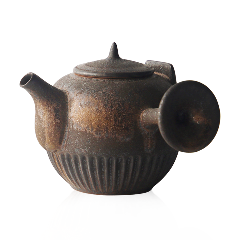 About Nine manual small lateral soil pot kung fu pot teapot gold handle ceramic pot of pu - erh tea zen wind restoring ancient ways of tea cups