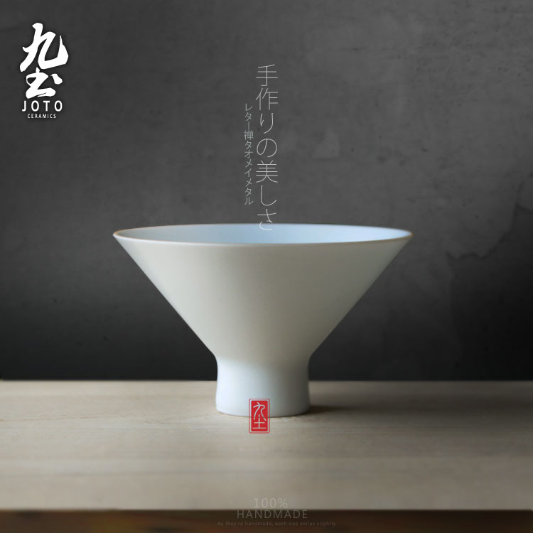 About Nine earth all hand throwing high big hat to handle delicate tea cups light thin body white porcelain tea cups