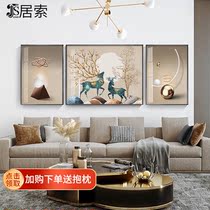 Modern light and luxurious abstract Deer Sofa Background Wall Decoration Painting Brief Atmosphere Upscale Living Room Triptych