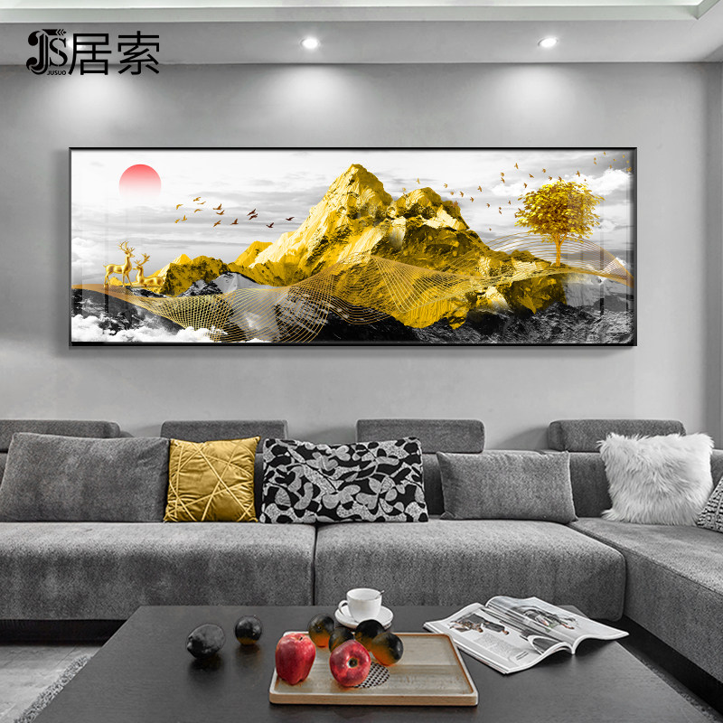 Sunrise Jinshan decorative painting living room landscape painting with backing mountain to attract wealth office lobby sofa wall hanging painting