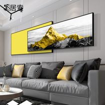 Light luxury Jinshan living room decoration painting superimposed horizontal combination of two back with backing mountain background wall sofa hanging painting