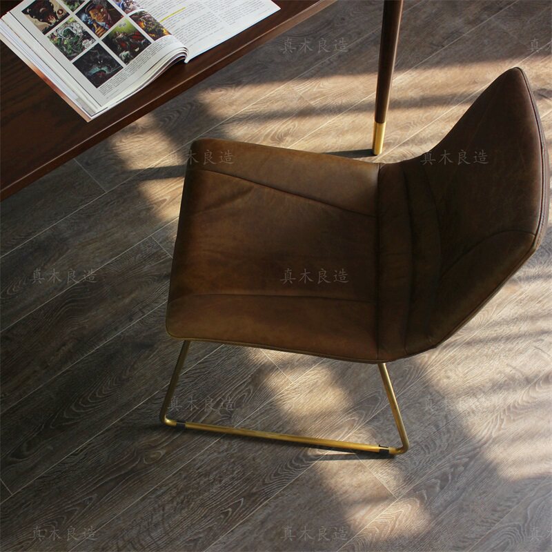 True wood good-made clear chair leather chair table and chair American metal home backrest retro leather dining chair desk chair