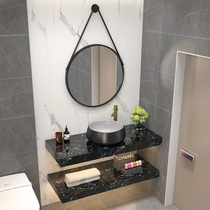  New Chinese style marble wall-mounted washbasin art basin set Bed and breakfast bathroom washbasin cabinet washbasin