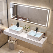  Public toilet sink table basin double basin hotel wall-mounted marble wash basin basin cabinet combination
