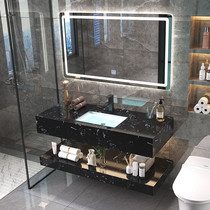  Modern simple bathroom cabinet combination Hotel bathroom rock board face wash basin Bathroom marble wash basin