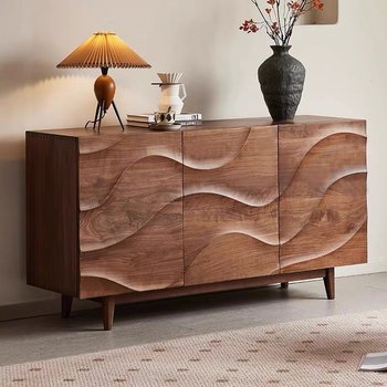Nordic solid wood sideboard wabi-sabi style log storage cabinet entrance cabinet living room tea cabinet simple wall storage cabinet