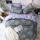 gia đình Net bốn ins giường vải đỏ 1,8 1,5 m đơn giản sọc ba mảnh sinh viên chăn túc xá 4 - Bộ đồ giường bốn mảnh chăn gối