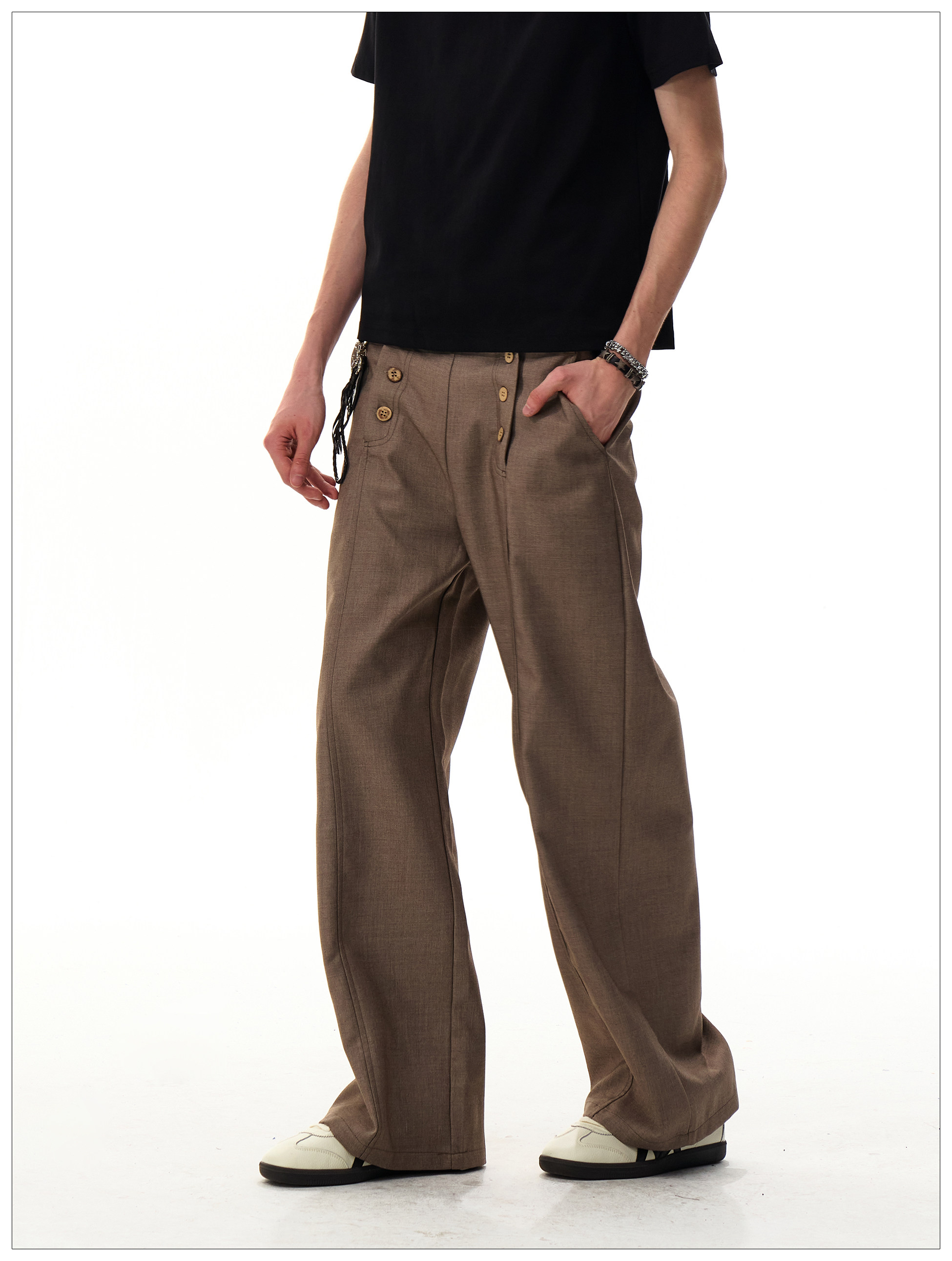 Штаны, повседневные брюки для отдыха, в американском стиле, изысканный стиль, свободный прямой крой 