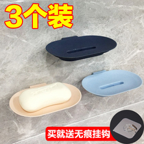 Soap box soap box soap rack non-perforated toilet suction cup wall-mounted creative drain cute shelf