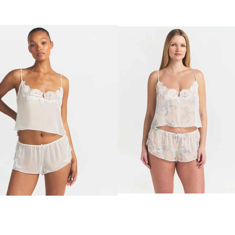Sk1Ms~Mulberry Silk Lace Pajama Set Sk1Ms~Mulberry Silk Lace Pajama Set