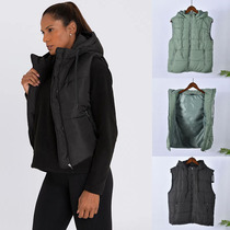 Vêtements de sport du commerce extérieur pour femmes gilet simple à capuche en coton de couleur unie veste chaude et légère en coton pour lautomne et lhiver