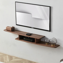 Black walnut solid wood simple Nordic living room wall TV storage cabinet bedroom wall set-top box Shelf shelf