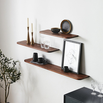 Black walnut solid wood partition wall shelf simple one-character shelf living room bedroom wall decoration wall bookshelf