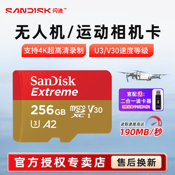 Sandisk 256g Memory Card Dji Action4/5Pro Memory Card Sd Card Pocket3 Flash Memory Card Tf Card