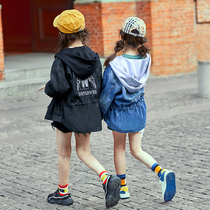 Neil Scarlett girls denim jacket 2020 new spring and autumn childrens clothing big childrens autumn foreign style fashionable top