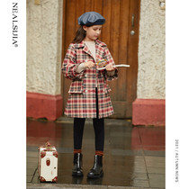 Girls autumn clothing jacket 2022 new CUHK Childrens clothes foreign air blouses girl Spring and autumn trendy in the middle of a long style