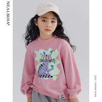 Girl Round Collar Trendy Necropolis 2022 New Spring Dress Children Dress Foreign Air Girl Fashion Korean Version Spring Autumn Blouse