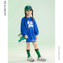 Girls spring clothing sweatshirt 2022 new spring and autumn Korean version of foreign air children dress CUHK childrens trendy long sleeve blouses