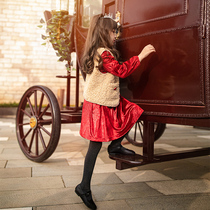 Neil Scarlett Girls Suit Skirt plus velvet 2020 spring and autumn large childrens childrens clothing foreign style fashionable net red two-piece set